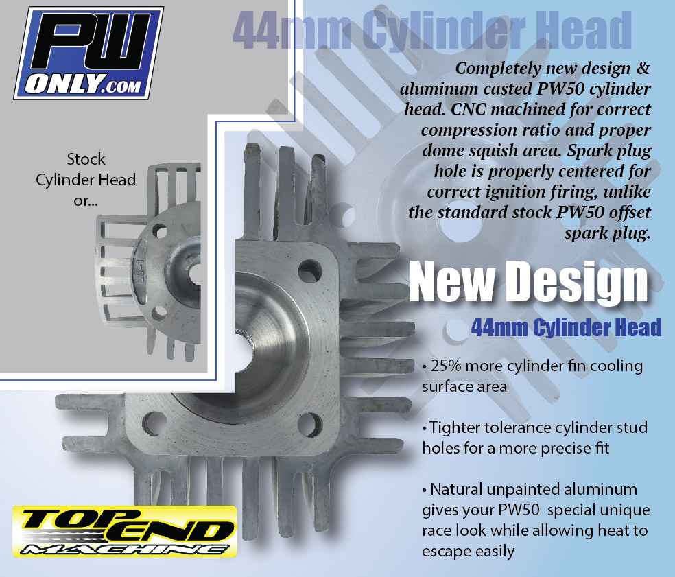thumbnail image 2 of Yamaha PW50 60cc Big Bore Kit – Cylinder Head & Piston Top End Rebuild 1981-2022 2 of 6