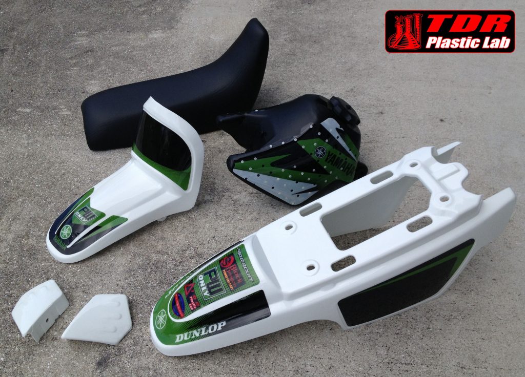PW50 White Plastic Fuel Tank Graphics and Seat Yamaha PW50 Parts