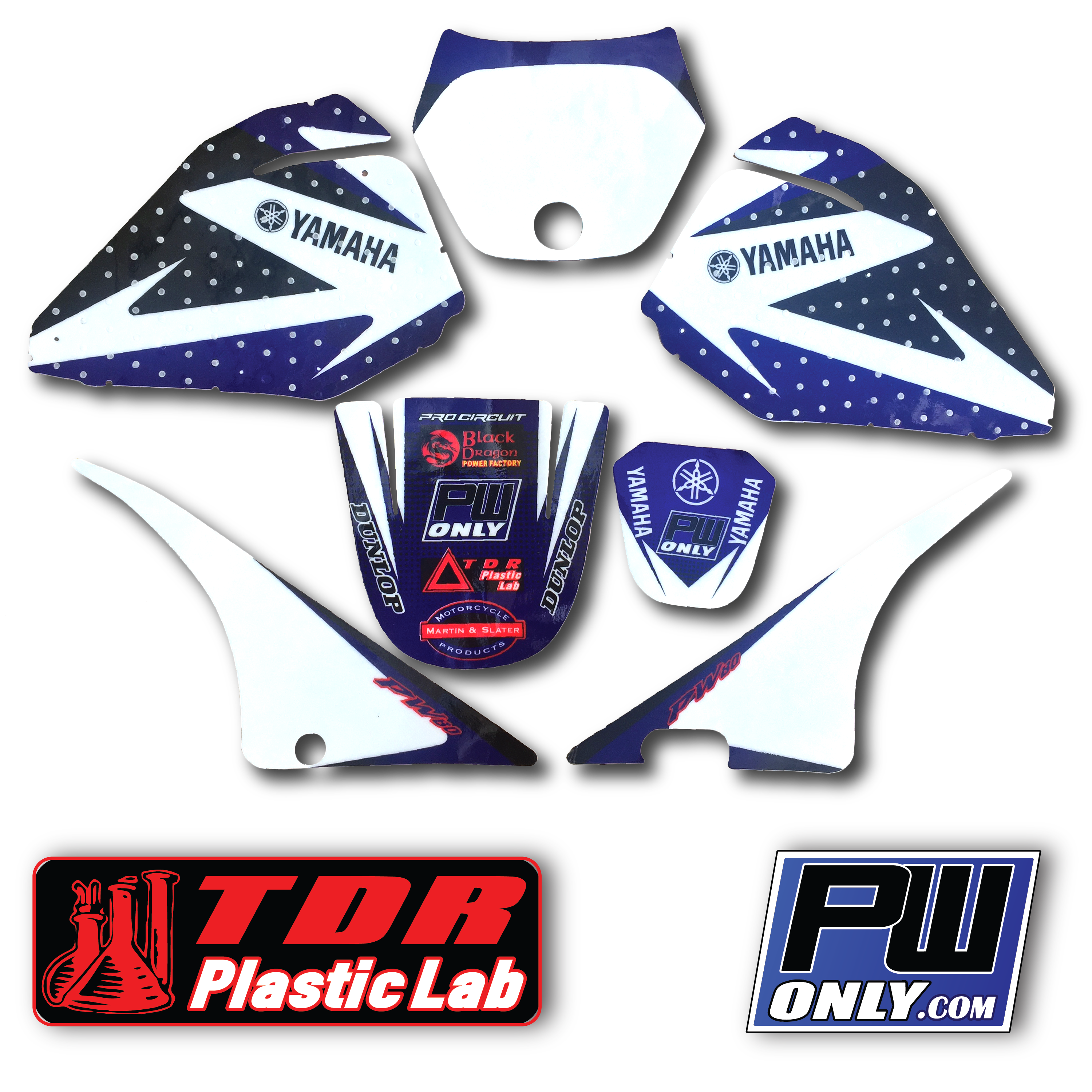 Graphics Kit for Yamaha PW80 White Red Blue PW-80 PW 80 FH Series 1990-2021