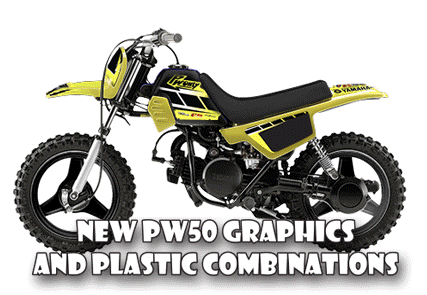 YAMAHA PW 50 MOTOCROSS MX PERFORATED TANK GRAPHICS DECALS STICKERS 