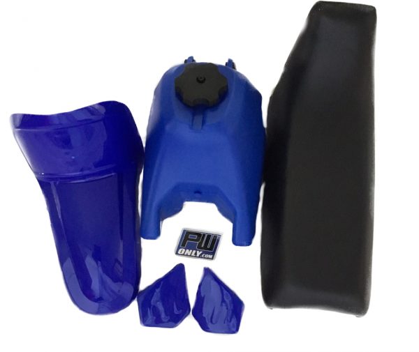PW50 BLUE FRONT FENDER, BLUE TANK, BLUE TANK COVER and BLACK SEAT